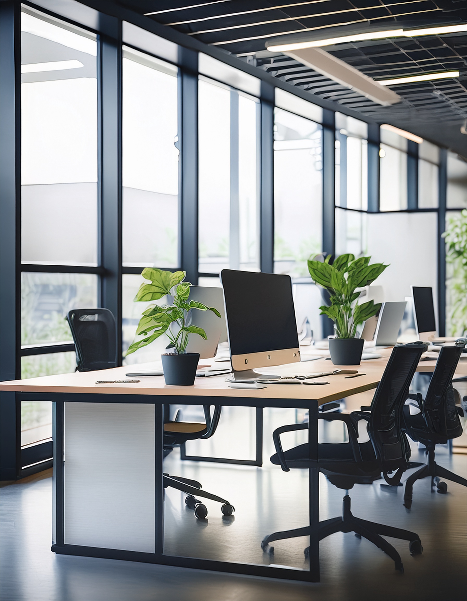 Großes modernes Büro mit freundlichem Team und technischer Ausstattung